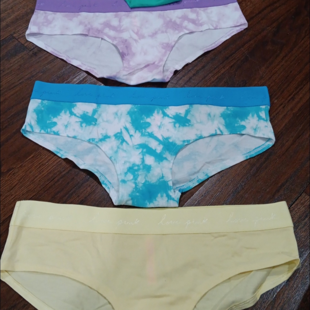 PINK Victoria's Secret Purple and Blue Tie-Dye Underwear Set